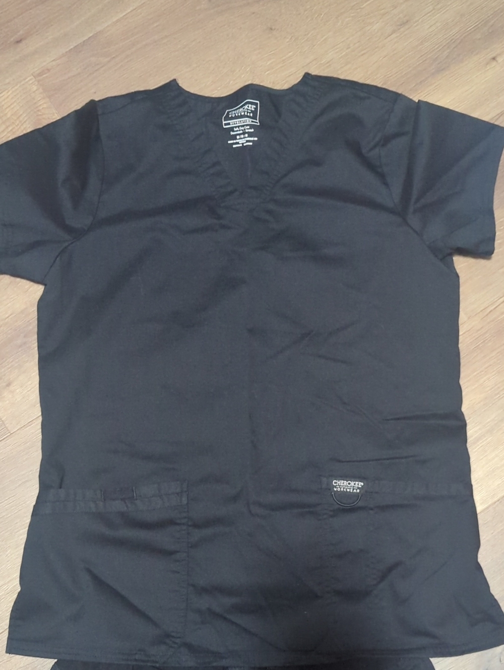 Cherokee Black Women's Short Sleeve V-Neck Scrub Top